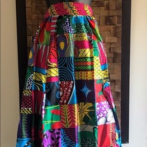 Ankara Print Patchwork Multicolor Full Skirt - M/L